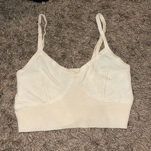 small tan/white comfy crop top, never worn